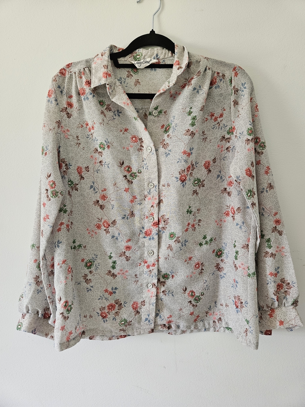 Vintage Judy Bond Floral Button-Down Blouse